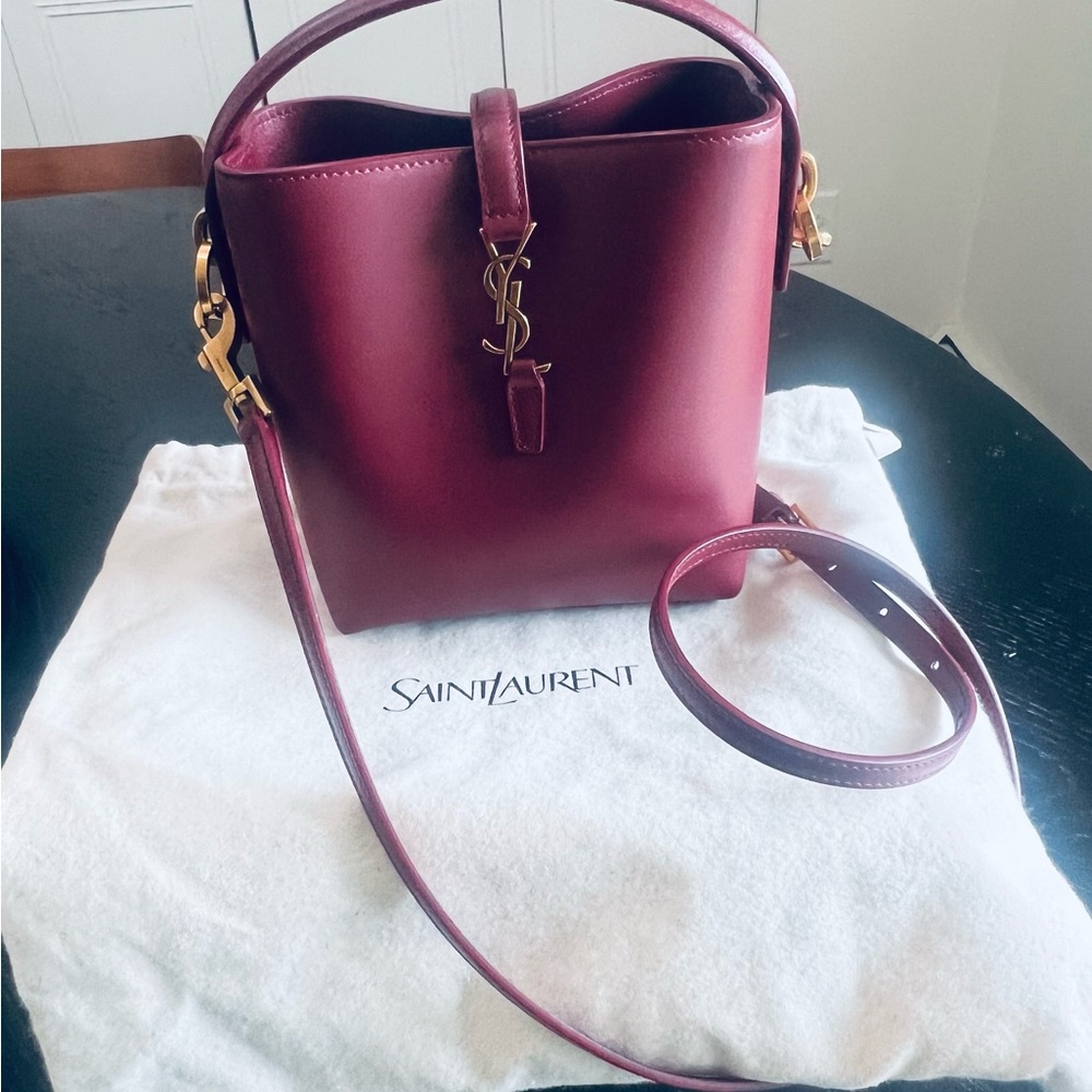 Saint Laurent Le 37 Mini YSL Bucket Leather Bag Burgundy